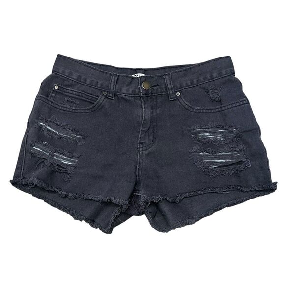 BILLABONG Black Distressed Jean Short Size 26 - Picture 1 of 7